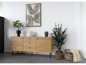 Comodă în culoare naturală joasă cu aspect de lemn de stejar 150x74 cm Kyoto – House Nordic