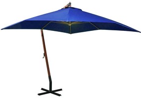 Umbrela suspendata cu stalp, albastru azuriu, 3x3 m, lemn brad azure blue, 3 x 3 m