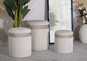 Mauro Ferretti Set 3 Pufuri Crem Cu Spațiu De Depozitare, Ø 40,5 X 49,5 Cm, 35 X 42 Cm, 31 X 38 Cm | Aosom Romania