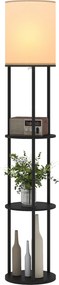 HOMCOM Lampadar cu polițe, 3 temperaturi de culoare, telecomandă pentru living dormitor birou negru | Aosom Romania