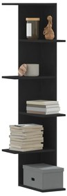 vidaXL Raft colțar perete negru 36,5x36,5x140 cm lemn prelucrat