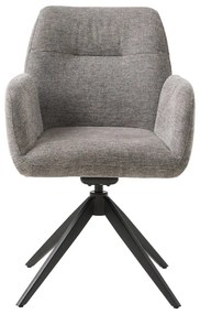 Scaun de sufragerie gri cu cotiere tapițat Roxana – Unique Furniture