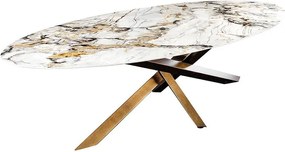 Masa ovala SCULPTURE 280cm metal bronz, ceramica alb, gri, maro