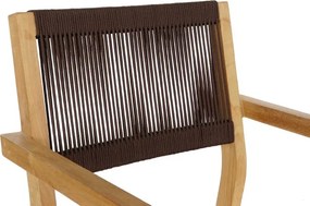 Set dining exterior din lemn de tec și frânghie, masă și 4 scaune, 5 piese, finisaj natural, „Terrawood”