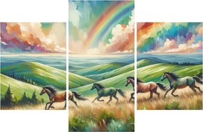 Tablou – Cai galopând prin peisaj (90x60 cm)