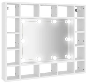 808864 vidaXL Dulap cu oglindă și LED, alb, 91x15x76,5 cm