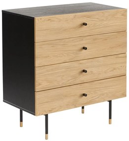 Comodă neagră/în culoare naturală înaltă cu aspect de lemn de stejar 80x87 cm Jugend – Woodman