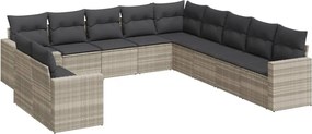 vidaXL Set canapele de grădină cu perne, 11 piese, gri, poliratan