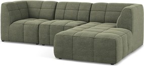 Colțar verde cu tapițerie din țesătură bouclé (cu colț pe partea dreaptă/cu șezlong) Aloha – Makamii