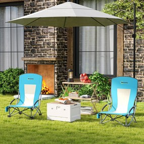 Outsunny Set Scaune Plajă Albastru cu Accesorii | Aosom Romania