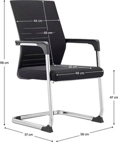 Scaun de conferinţă, negru/crom, SALMAN