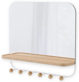 Cuier de perete alb/în culoare naturală cu raft din lemn masiv de fag Estique – Umbra