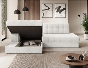 Colțar crem extensibil cu tapițerie din țesătură bouclé (cu colț pe partea stângă/cu șezlong) Blezalt – ELTAP