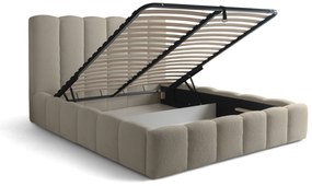 Pat tapițat Aura 180x200 cu spațiu depozitare - bouclé bej Quelle 05