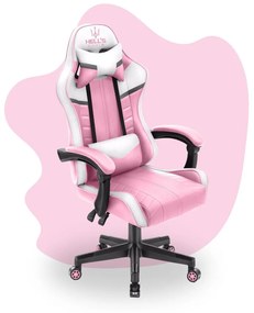 Scaun gaming pentru copii HC - 1004 alb și roz