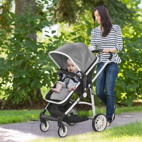 Carucior Dublu Ajustabil si Pliabil , Copii 0-36 luni, Transport pentru copii, Carucior cumparaturi 15kg, 80x51x102cm Gri HOMCOM | Aosom Romania