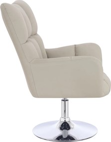 HR650N Scaun Ecru Piele Ecologica Premium Soft cu Bază Cromata