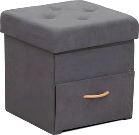 Taburet SULOT TYP 1, stofa clasica gri inchis, cu spatiu depozitare, 4