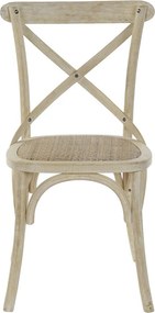 Scaun dining natur din lemn masiv de ulm cu spătar împletit din ratan, 89x50x52,5 cm, „Bastide"