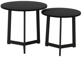 HOMCOM Set modern de mese de cafea, Cadru de Oțel, MDF, Design Rotund, suprapozabil, Negru | Aosom Romania