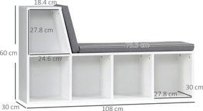 HOMCOM Bibliotecă Modulară cu 5 Rafturi Deschise și 2 Perne, Mobilier pentru Living, Dormitor și Birou, Gri Alb | Aosom Romania