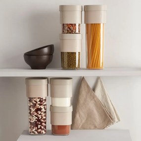 Recipient depozitare cu atasament pentru suplimentar Lekue Beige 1010216, 600-850 ml, -15/+80 °C, Polipropilena, Bej