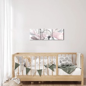 Tablou - Floare de trandafir (cu ceas) (90x30 cm)