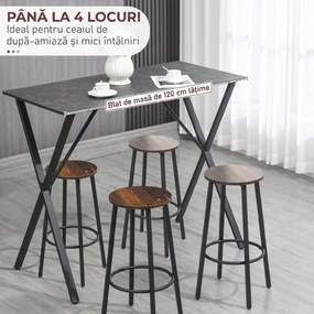 HOMCOM Masă de Bar Rectangulară pentru 4, Blat Efect de Marmură, Design Modern, 120x60x102 cm, Negru | Aosom Romania