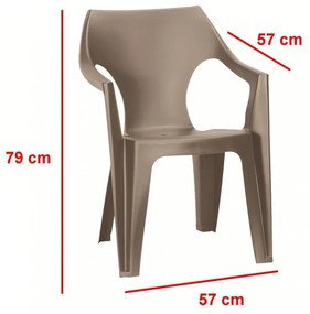 Scaun de grădină Dante din plastic cu spătar jos, cappuccino