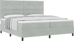 vidaXL Pat cu arcuri cu saltea Gri deschis 200 x 200 cm Catifea