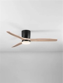 Lustra LED cu Ventilator si telecomanda ALOA negru/natural wood