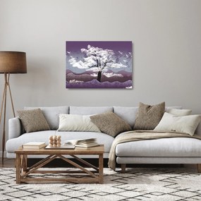 Tablou pe sticlă - Copac în nori (70x50 cm)