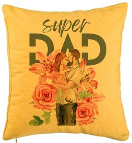 Perna Decorativa, Model Super DAD Fetite, 40x40 cm, Galben, Husa Detasabila, Burduf