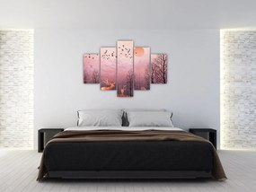 Tablou - Căprioare în strălucirea apusului de soare (150x105 cm)