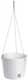 Ghiveci decorativ cu lant, Prosperplast, Rato Round, rotund, alb, 25.6x21.9 cm