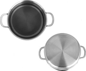 Oala Zilan ZLN9648 cu capac, tri-ply, inox, antiaderent, protectie la zgarieturi, usor de spalat, 24 cm,4.3L