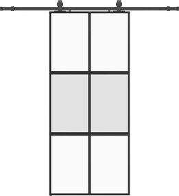 vidaXL Ușă glisantă cu set feronerie neagră 90x205cm sticlă securizată