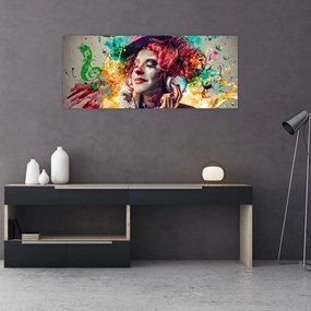 Tablou - Artista cu căști (120x50 cm)