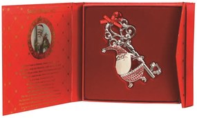 Decorațiune metalică, în cutie elegantă - Moș Crăciun cu cheia magică a Crăciunului