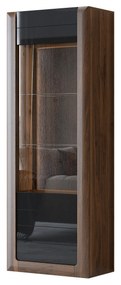 Vitrină Kassie Typ 05 (negru lucios + nuc columbia) (cu iluminat). 1108360