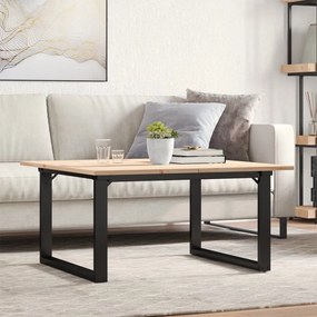 vidaXL Masă de cafea, cadru O, 90x90x45 cm, lemn masiv pin și Oţel