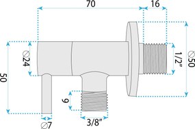 Robinet colțar 1/2" x 3/8" Black