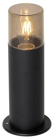 Lampă de exterior de podea neagră cu abajur fumuriu 30 cm IP44 - Odense
