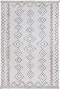 Covor 23000A, 60x100 cm, forma dreptunghiulara, bumbac, alb/roz