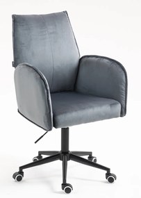 HR280K Scaun Grafit din Catifea cu Bază Neagră