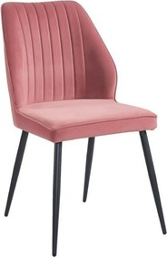 Scaun DEX, roz/negru, stofa catifelata/metal, 61x49x86 cm