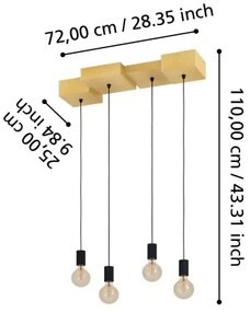 Lustră pe cablu Eglo 43799 HALKIN 4xE27/40W/230V