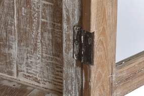 Vitrină din lemn reciclat cu uși din sticlă și rafturi, finisaj decapé, „Heritage"