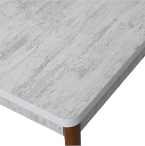 Set masa extensibila cu 4 scaune tapitate Homs cristal alb-bej 110 x 70 cm