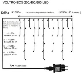 Instalație de Crăciun , tip ploaie - 5 m, 200 LED, alb rece